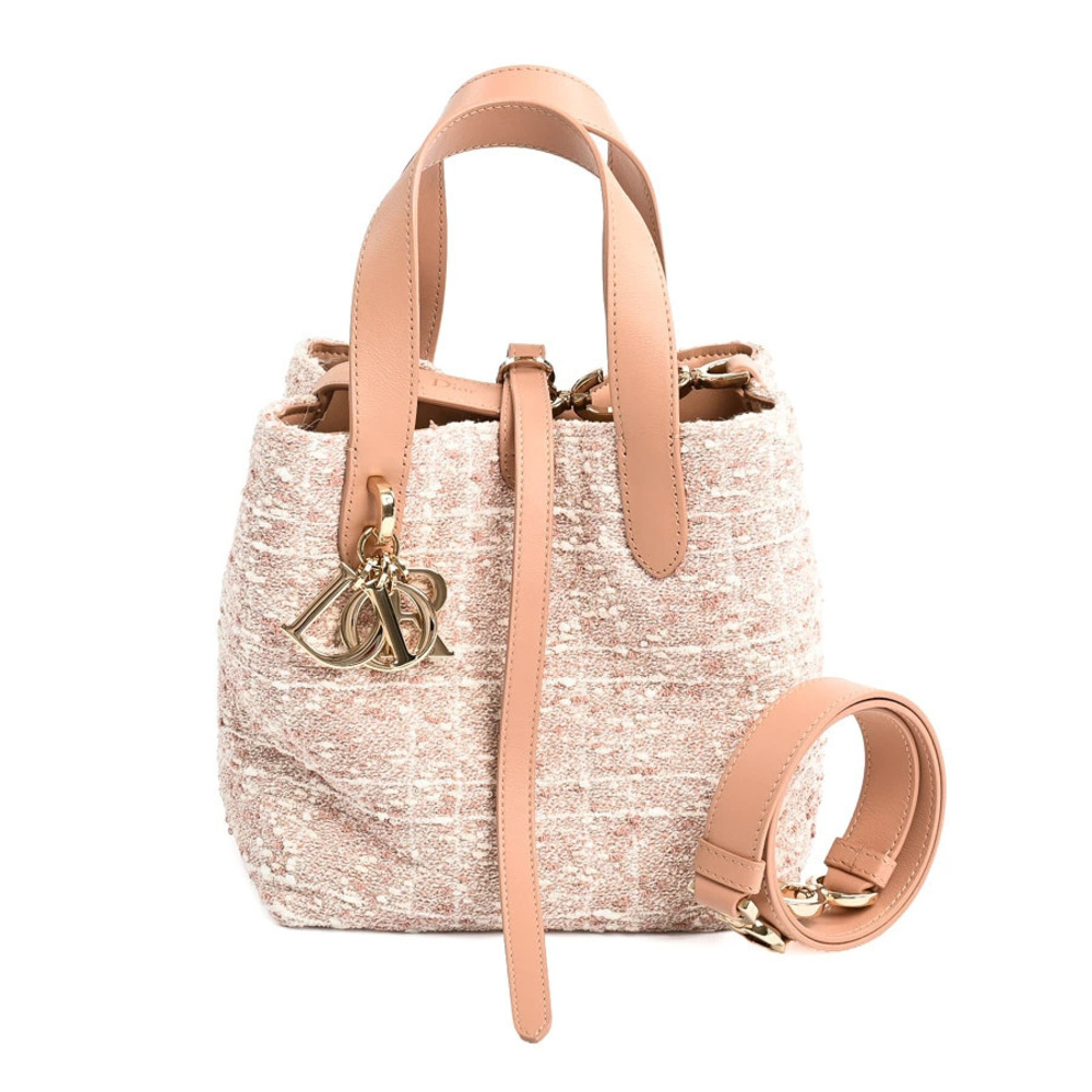 Christian Dior Toujours Vertical Handbag Leather Beige Pink